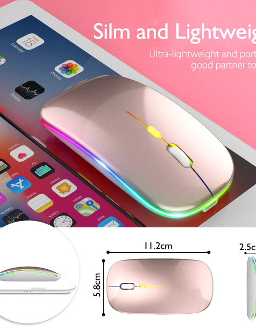Load image into Gallery viewer, 2.4Ghz Wireless Mouse Bluetooth Mouse Mice Rechargeable Mouse Silent Mouse LED Backlit USB Gaming Mouse 1600DPI for PC Laptop
