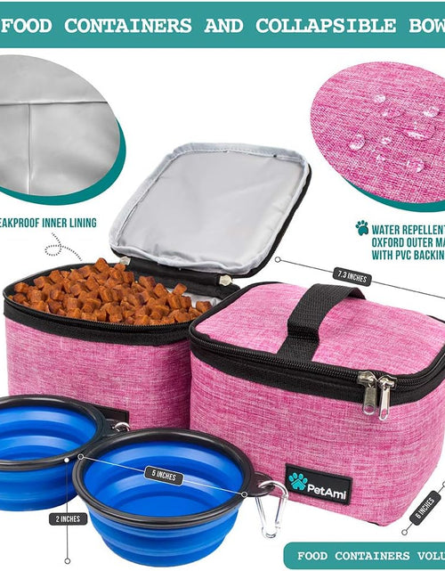 Load image into Gallery viewer, Dog Travel Bag | Airline Approved Tote Organizer with Multi-Function Pockets, Food Container Bag and Collapsible Bowl | Perfect Weekend Pet Travel Set for Dog, Cat
