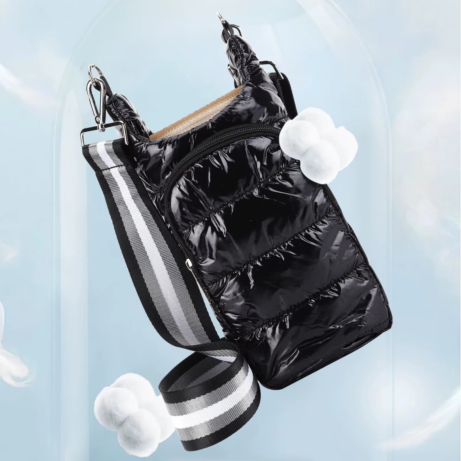 HydroCarry Puffer Tote – Adjustable Strap Water Bottle Carrier for Outdoor Travel & Daily Adventures