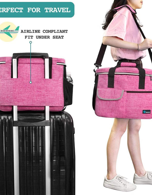 Load image into Gallery viewer, Dog Travel Bag | Airline Approved Tote Organizer with Multi-Function Pockets, Food Container Bag and Collapsible Bowl | Perfect Weekend Pet Travel Set for Dog, Cat
